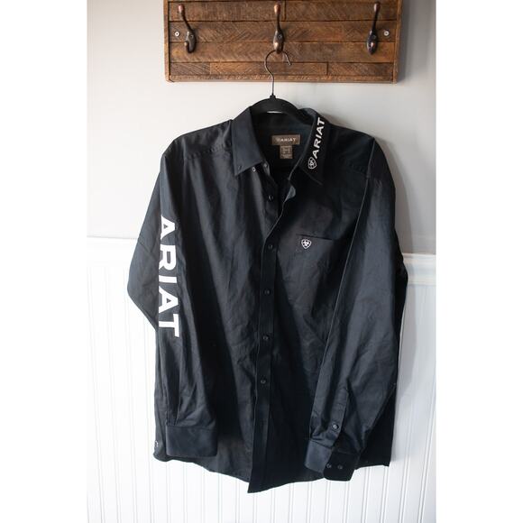 Ariat Shirt Mens XXL Black Team Logo Twill Long Sleeve Button Top NEW - Picture 2 of 3
